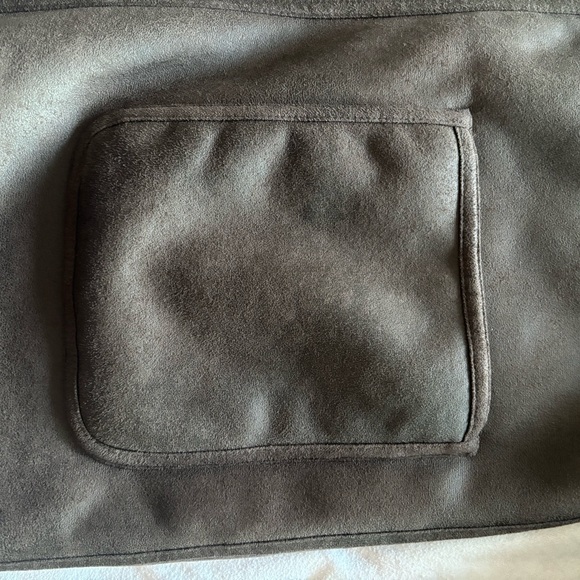 Mango faux leather shearling lined coat jacket brown cream zip size M NWT - Picture 6 of 11